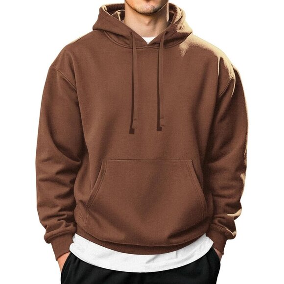 Coofandy Other - Coofandy Men Brown Pullover Long Sleeve Drawstring Gym Hoodies Sweatshirt